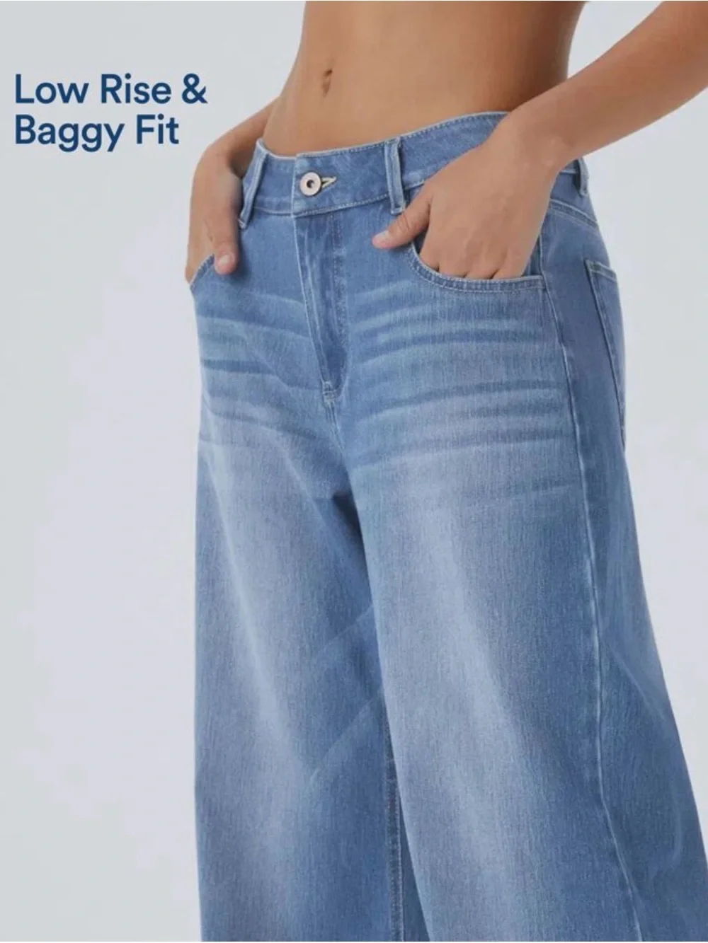 NWT HALARA Light Blue Wide Leg Stretch Jeans Size Medium Flex Denim